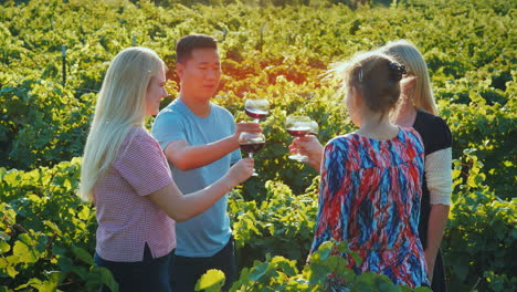 Multi-Ethnic-Group-Of-Friends-Tasting-Wine-In-The-Vineyard-Tourism-And-Wine-Tasting-Concept