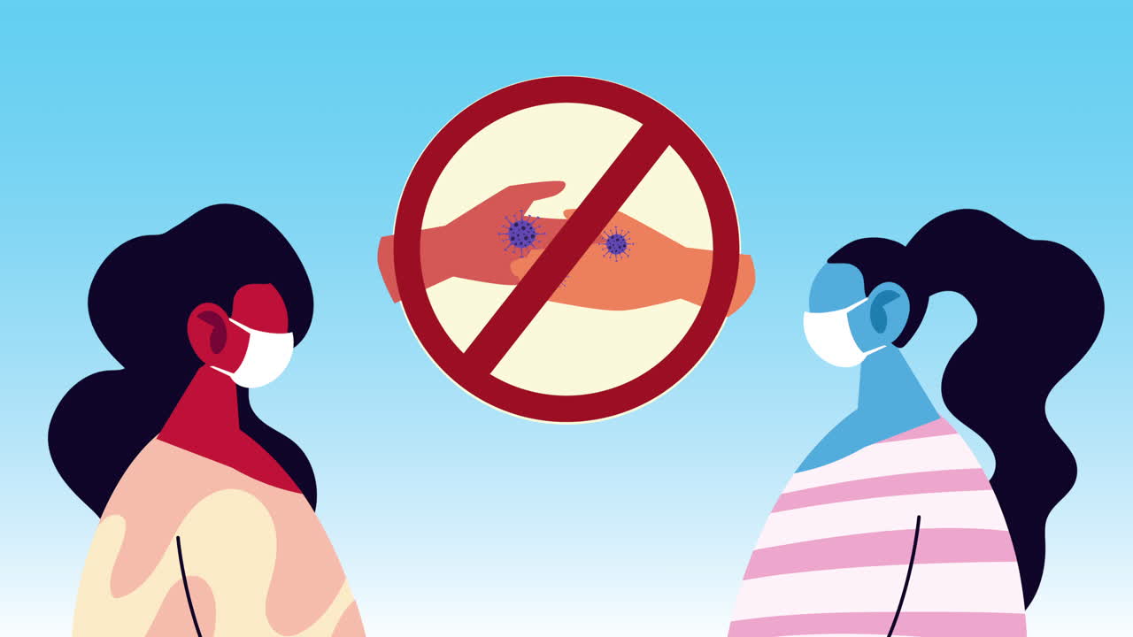 코로나19에 대한 의료 마스크를 착용한 여성은 손잡이 접촉 신호가 없습니다.