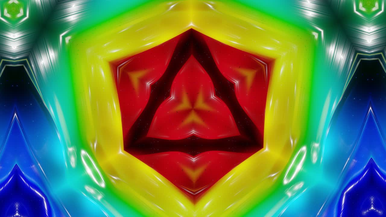 estructuras 3d simétricas abstractas con animación en bucle, gradientes de color arco iris suave. efecto caleidoscopio con ondas fractales abstractas. hermoso fondo abstracto con patrón 3d. dof