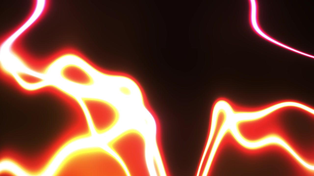 Abstrakte leuchtende Neonlinien, die auf dunklem Hintergrund fließen