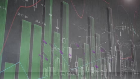 Animación-Del-Procesamiento-De-Datos-Estadísticos-Sobre-El-Paisaje-Urbano