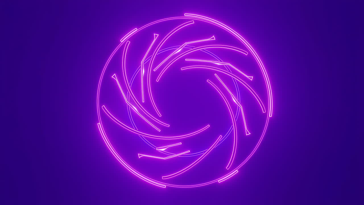 Abstract Neon Glowing Circle on Purple Background
