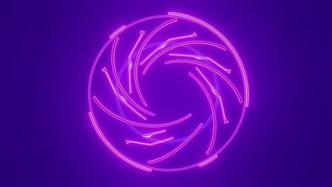 abstract neon glowing circle on purple background
