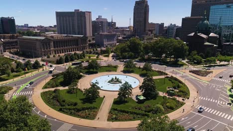 aerial shot of logan circle in philadelphia