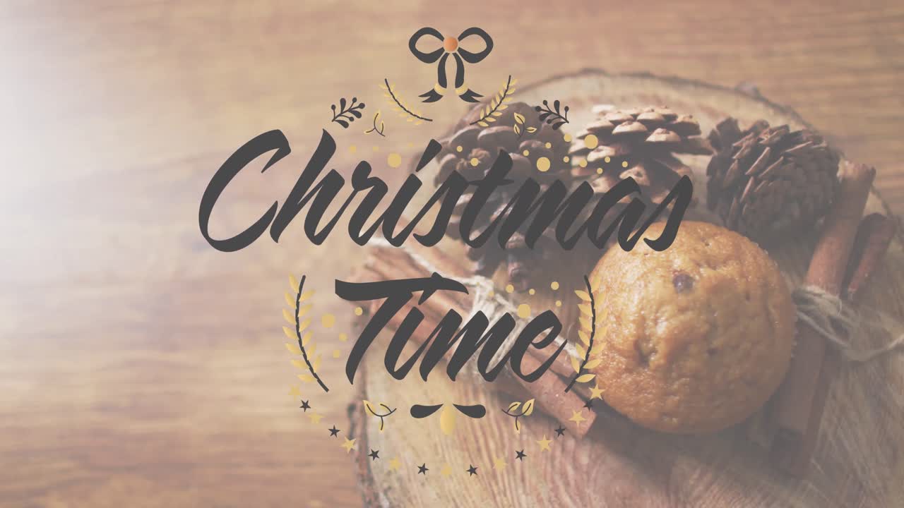 크리스마스 축하 문자의 애니메이션 크리스마스 장식 위에 텍스트