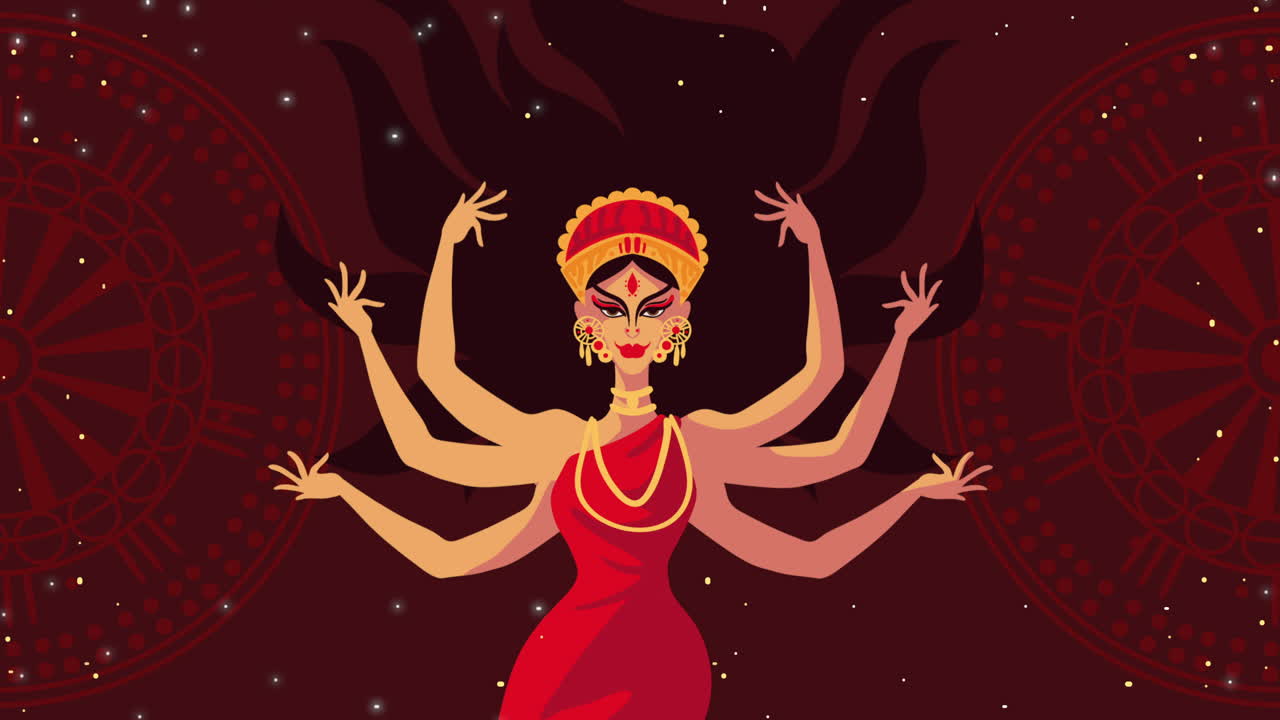 feliz animación de navratri con la diosa
