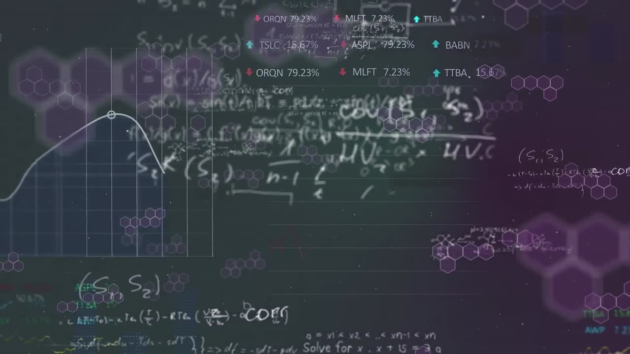 Animation of scientific data processing on violet background