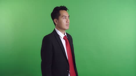 businessman in suit on green screen