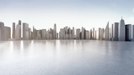 empty concrete floor in smart city.