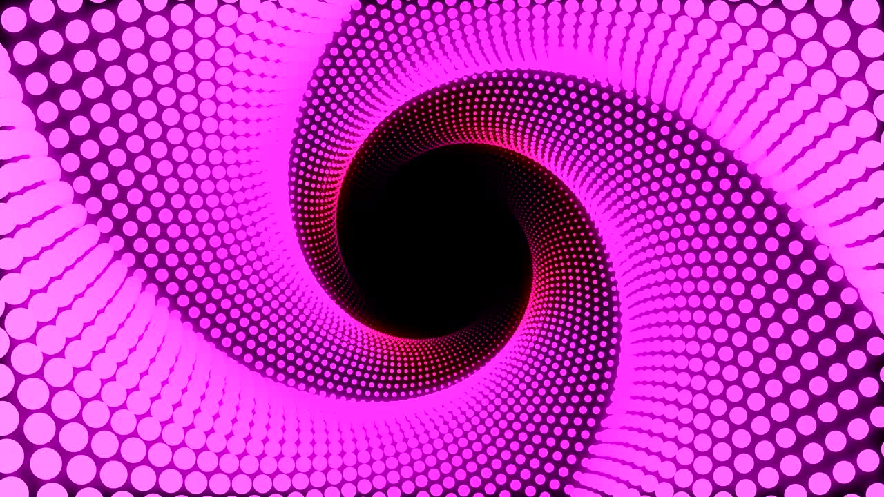 illustrazione 3d, grandi punti rosa allineati in linee è stato messo insieme fino a quando non era un tubo quadrato ed è torsione.