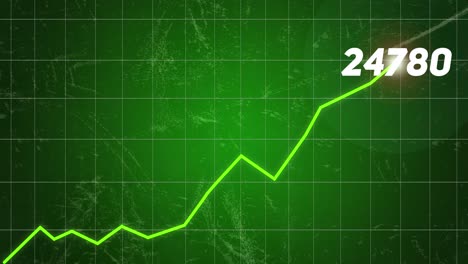 wealth growing up graph with numbers increasing on green grid background