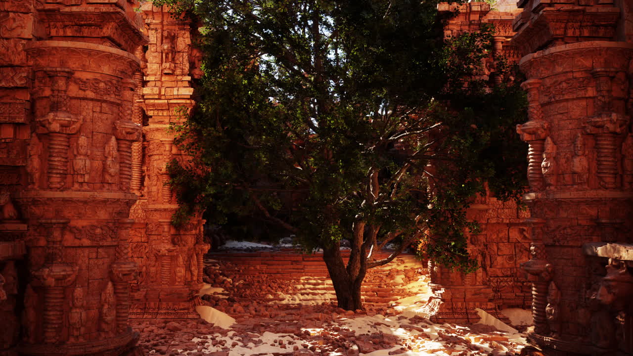 antiguas ruinas cubiertas de selva