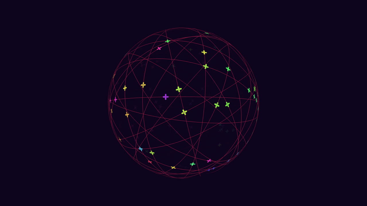 Multicolored network of lines and dots showcasing connections and information diversity
