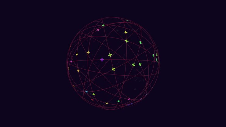 Multicolored network of lines and dots showcasing connections and information diversity
