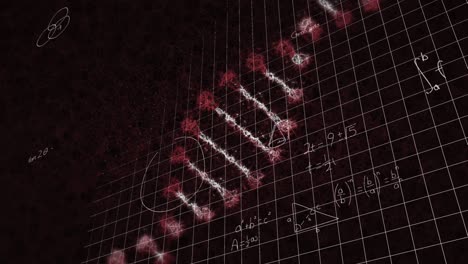 Animación-De-Ecuaciones-Matemáticas-Sobre-Cadena-De-ADN-Sobre-Fondo-Negro