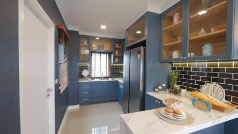 modern and trendy kitchen and pantry decoration with brick wall