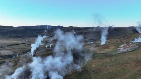 hveragerdi hot springs in south iceland - aerial drone shot