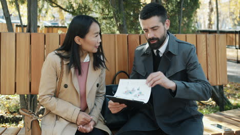 business meeting in park