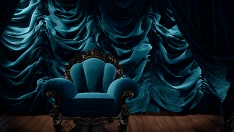 luxurious theater curtain stage with chair