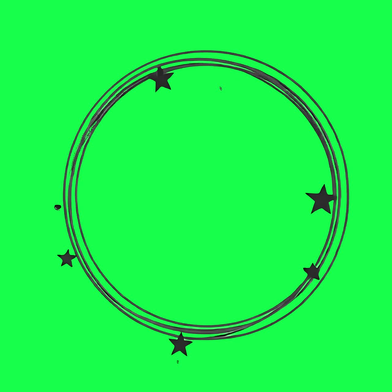 Circular frame with star accents animation, transparent 4K video, green screen