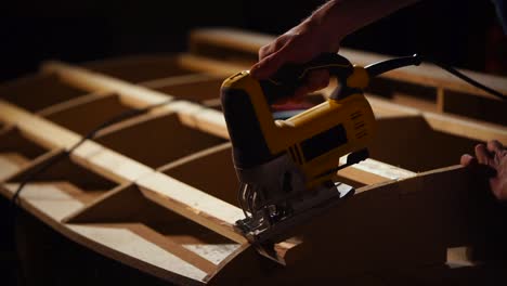 boat building project - jig saw cutting wood