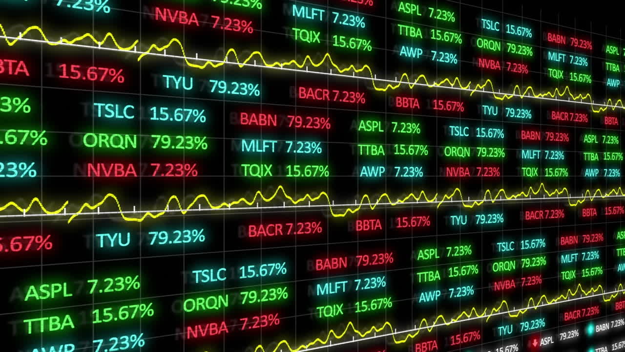 Animation of stock market on black background