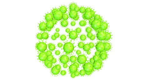 el nuevo coronavirus 2019-ncov aislado en fondo blanco. células digitales abstractas forman microbios o bacterias. diseño de concepto médico. animación 3d de bucle.