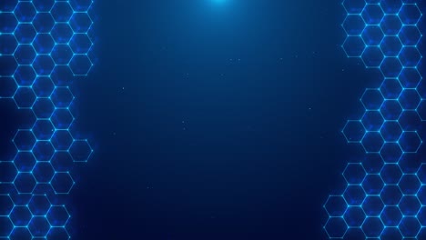glowing hexagonal plexus pattern sleek tech frame on deep blue space evoking futuristic energy for