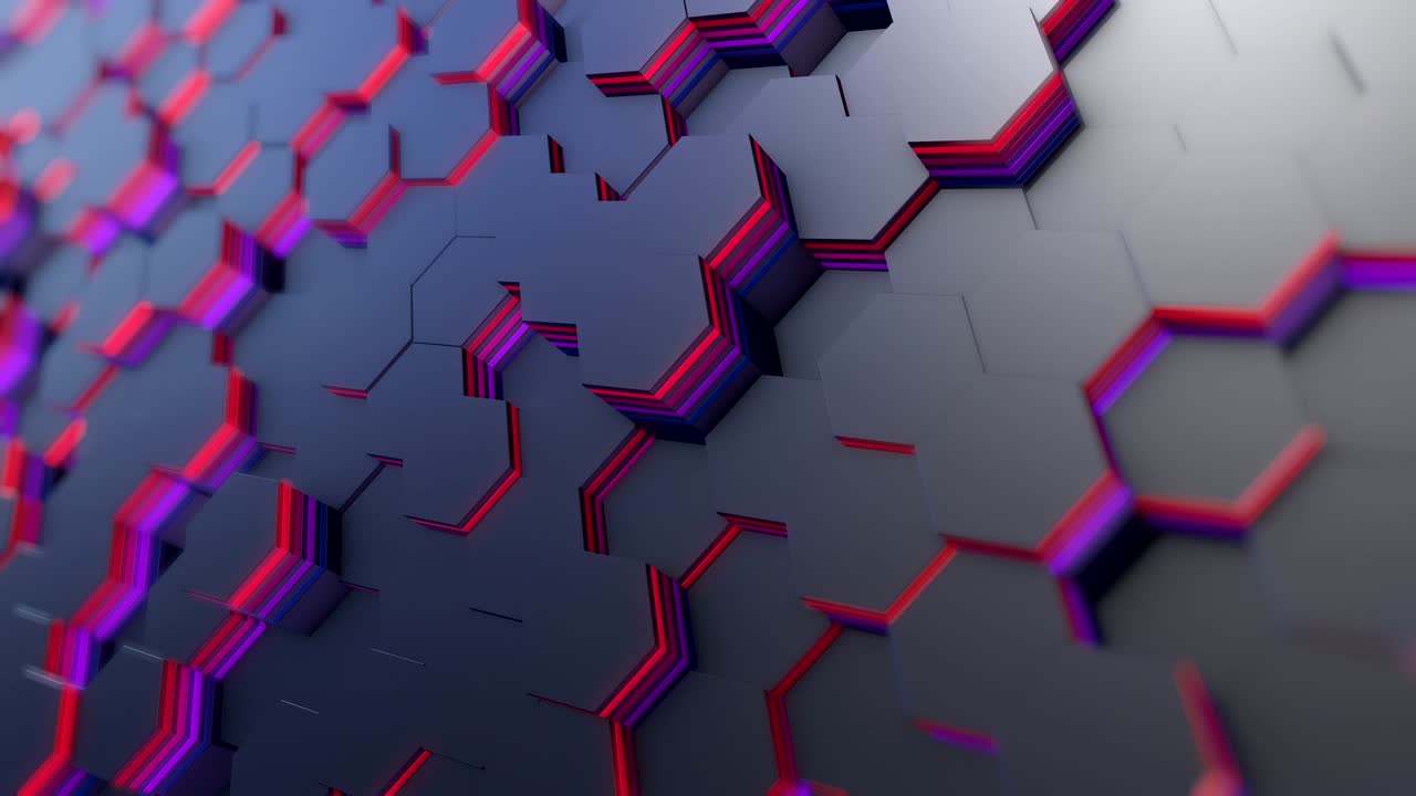 Abstract Hexagons Random Motion Background , 3D Loop Animation 4k.