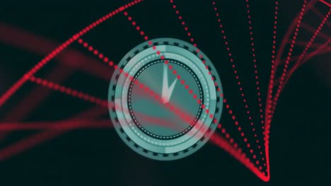 animación del reloj de tic-tac sobre la estructura de adn giratoria contra un fondo negro