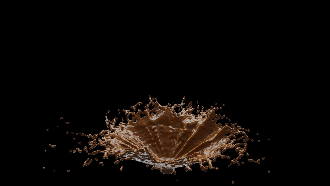 Schizzo di cioccolato con goccioline, rendering 3D include maschera alfa. Illustrazione 3D.