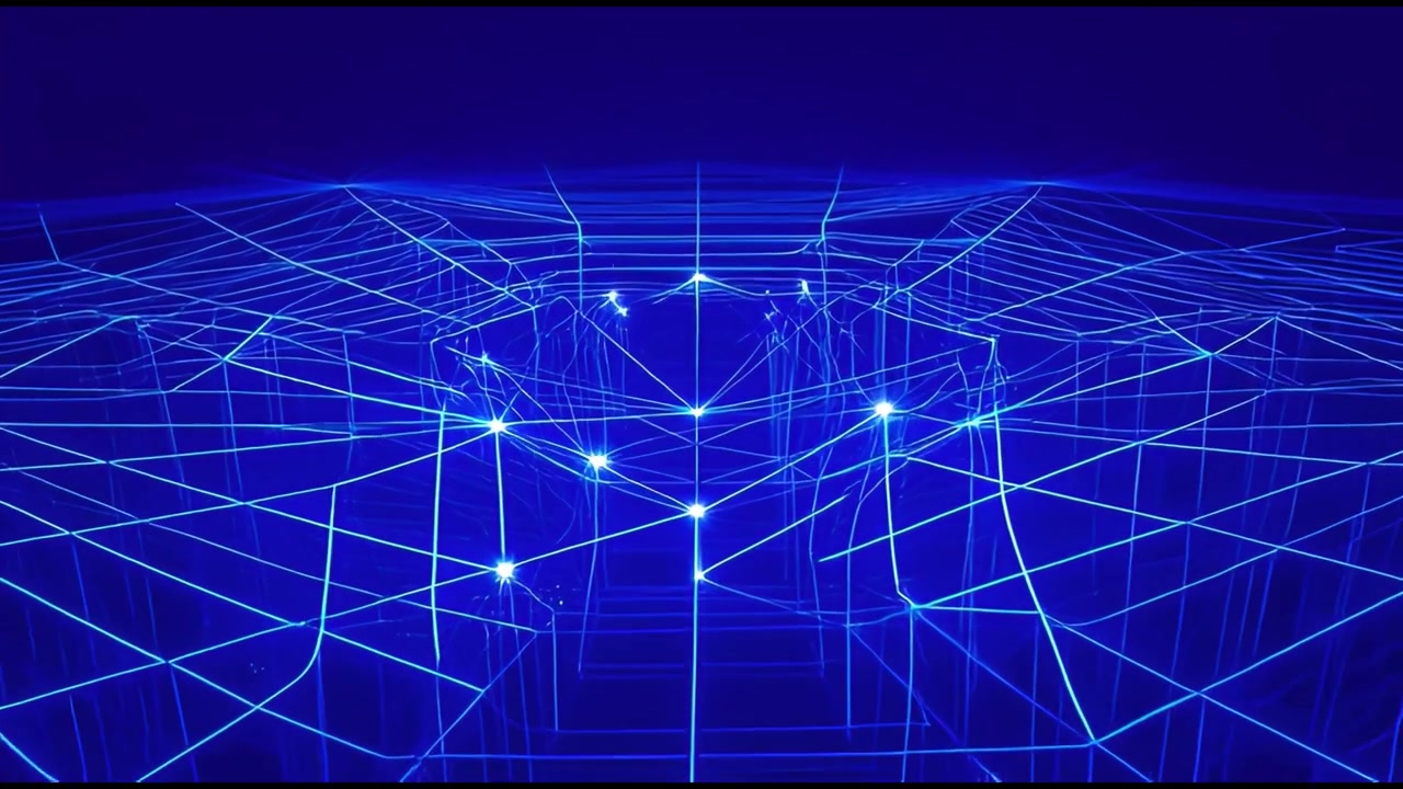 Dynamic Digital Grid Forming a Futuristic Technology Background