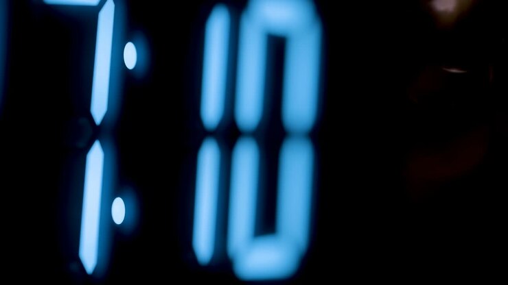 Blue LED number lights on the digital clock