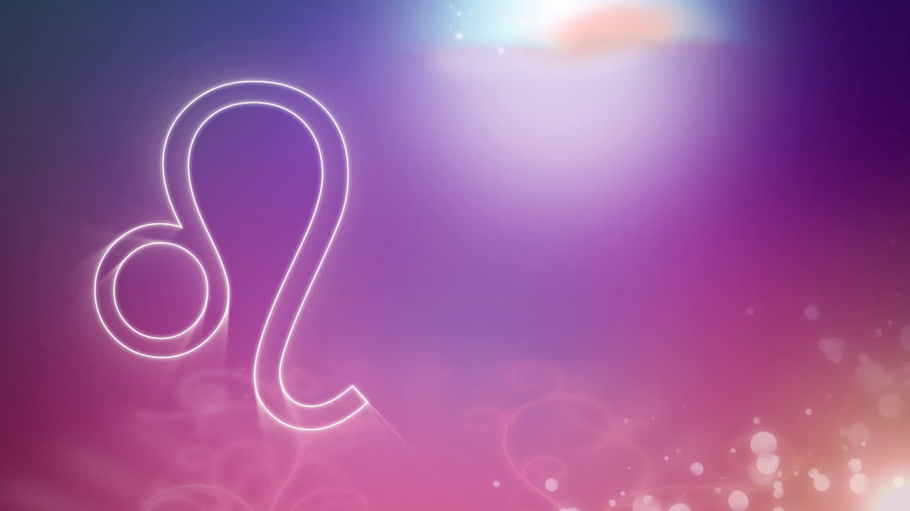 signo zodiacal de león en un fondo de púrpura a rosa