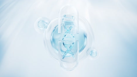 medical capsule with dna inside, 3d rendering.