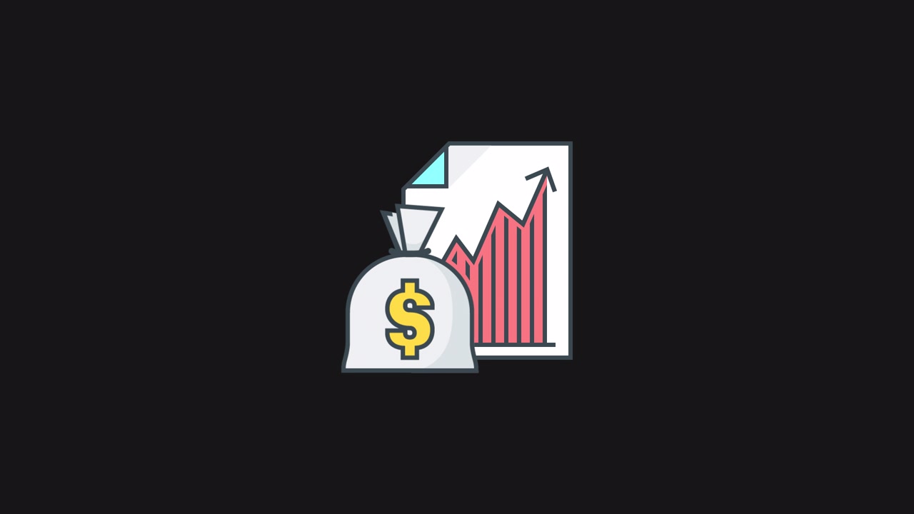 Animated Financial Report with Money Bag and Growth Chart