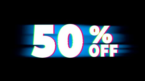 el 50% de descuento en el texto es una promoción de efectos de glitch vintage.