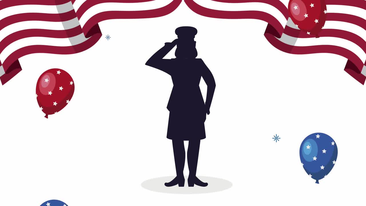 usa celebration with female officer animation