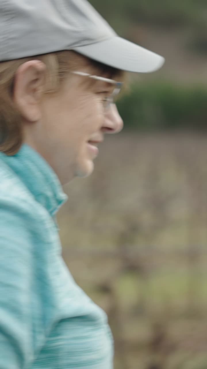 Woman with cap outdoors