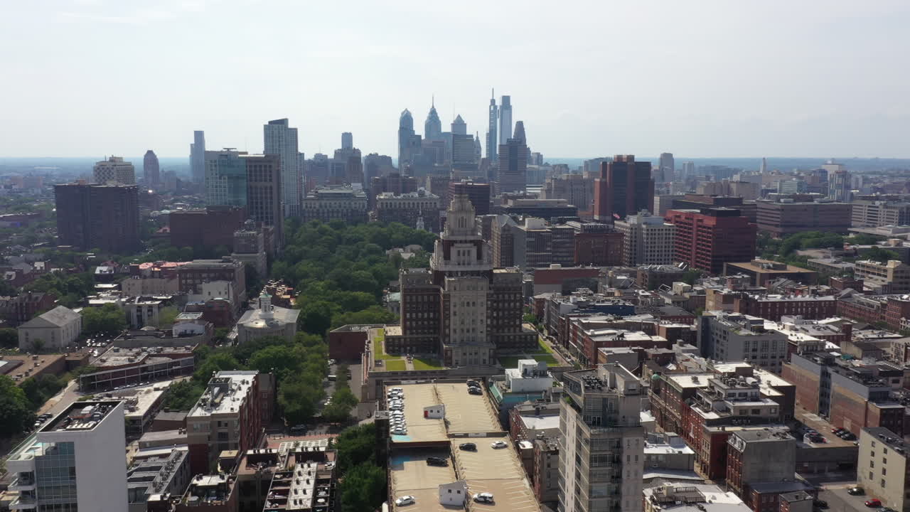 City Landscape Of Philadelphia In Pennsylvania, United States. Aerial Drone Shot