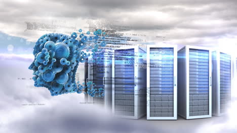 mente de engranaje azul con almacenamiento de tecnología