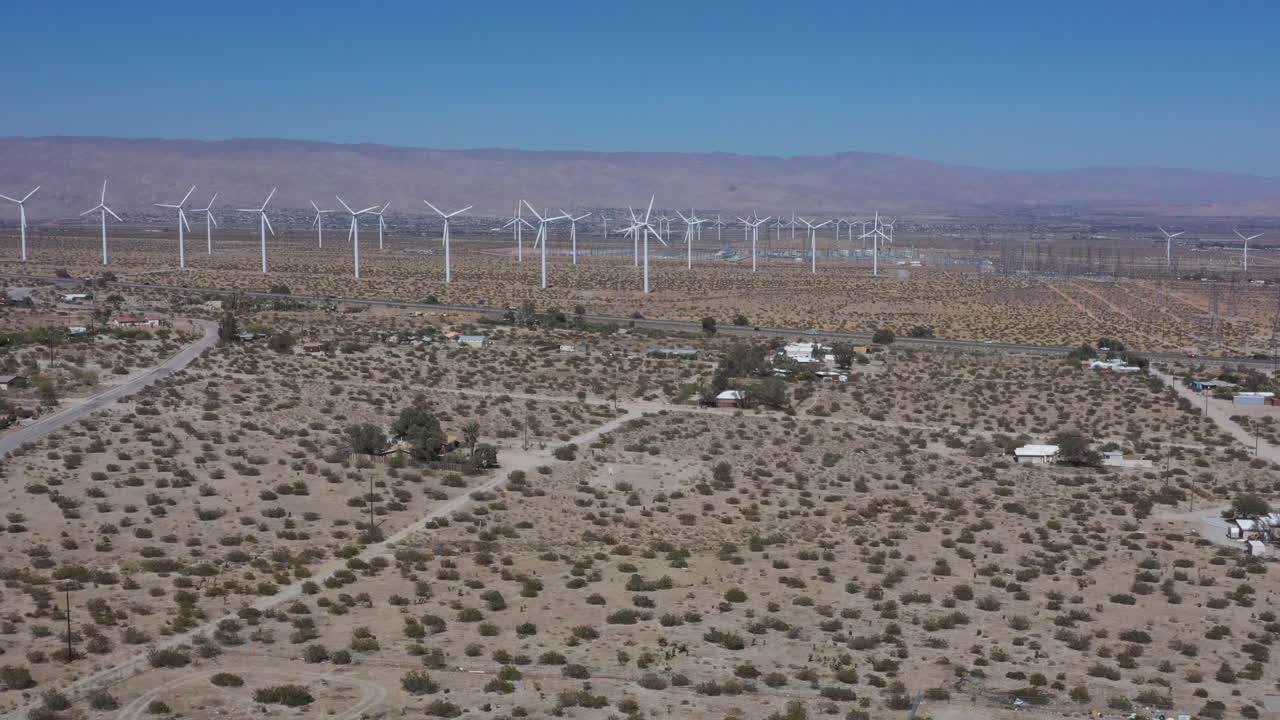 Aerial View of a Wind Farm in the Desert