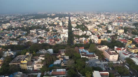 aerial footage of enitre pondicherry formerly known as pondicherry, grand canal seen from above