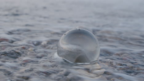 bola de vidrio en la orilla del mar