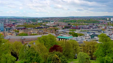 aerial view of the city of bristol with houses, offices and landmarks from cabot tower on brandon hill in england uk