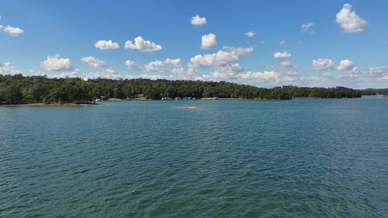 Drone view of lake Lanier in Georgia on a sunny day 4K