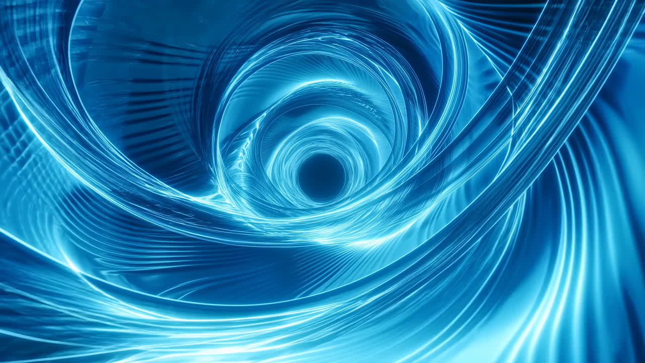 Dynamic Abstract Blue Light Vortex Tunnel Loop