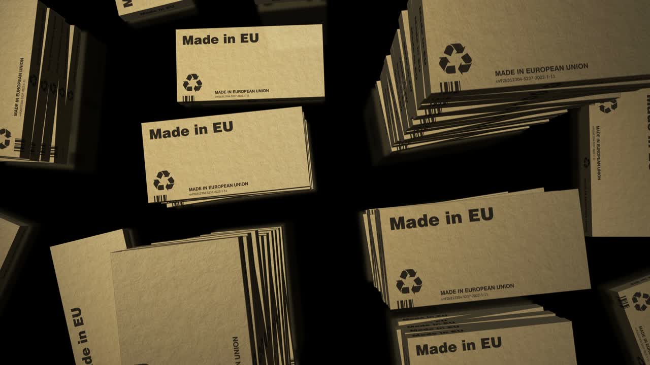 Made in EU box pack loop animation