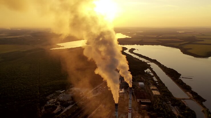 Power Plant Emissions at Sunset