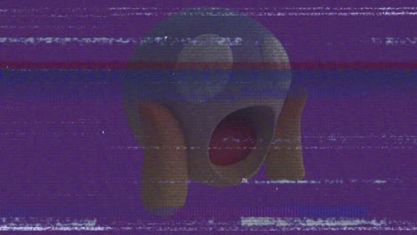 animation of scared emoji icon over screen with noise